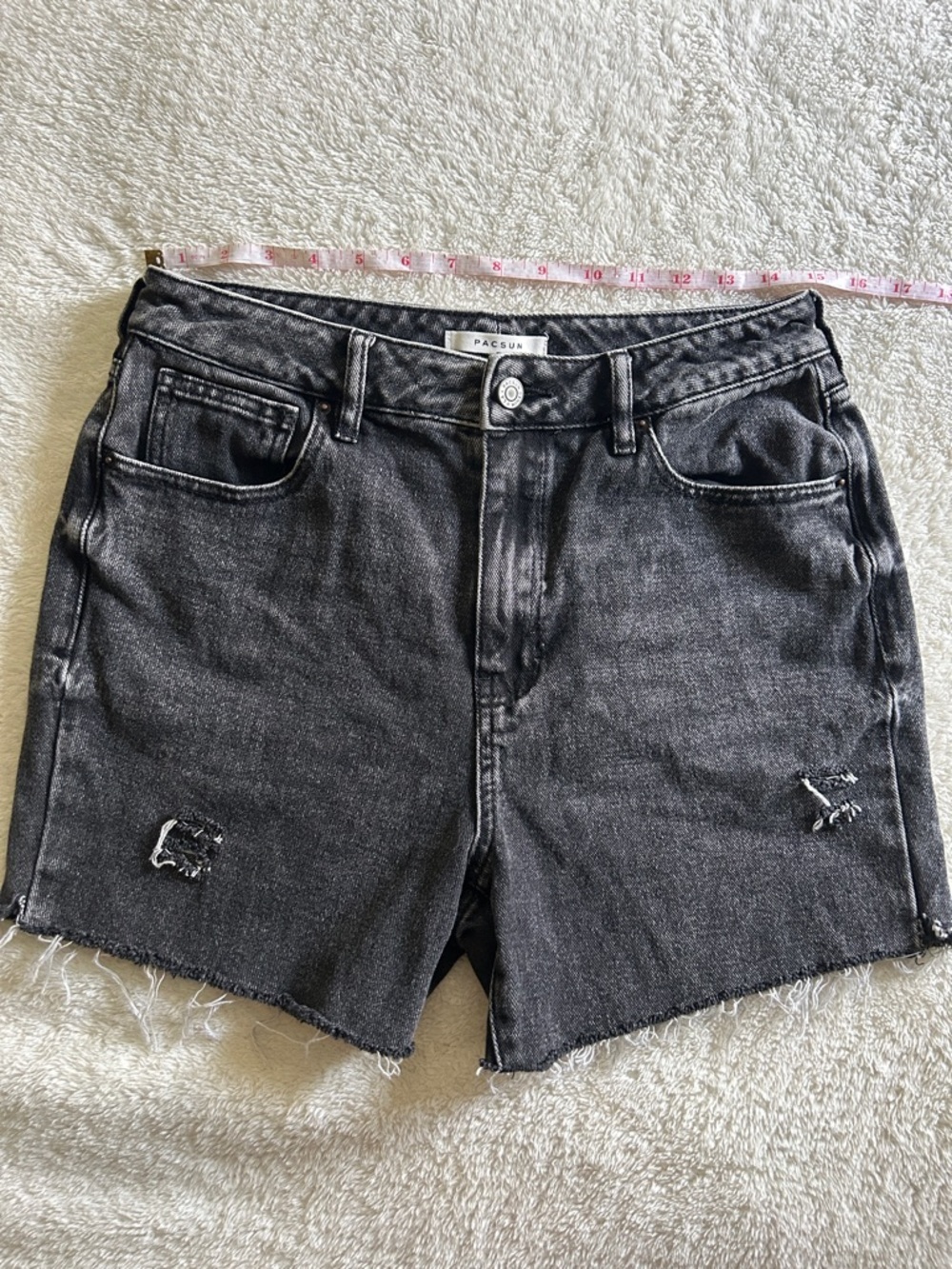 PacSun Black Washed Distressed Denim Shorts